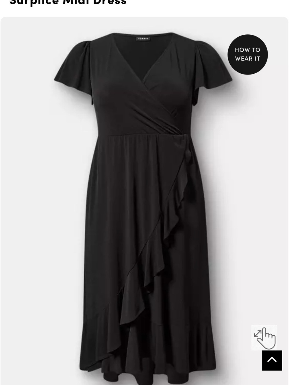 Torrid NWT Black Surplice Wrap Midi Dress with Ruffle Detail